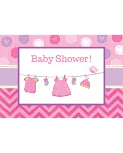 8 Invitations + enveloppes Baby Shower fille 