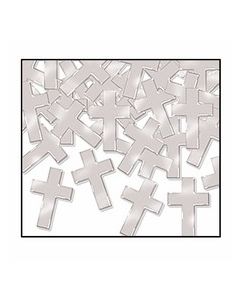 Confettis croix argentée