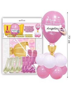 Ballons communion - rose et blanc