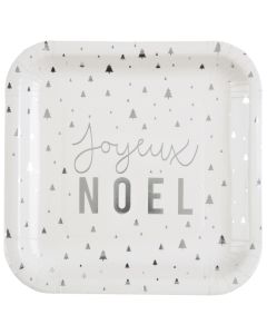 Lot de 10 assiettes "Joyeux Noël" - argent