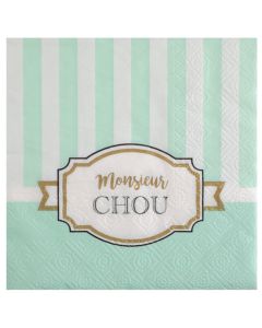 20 serviettes baby shower monsieur chou