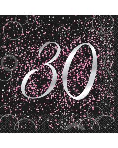 16 serviettes anniversaire 30 ans confettis roses