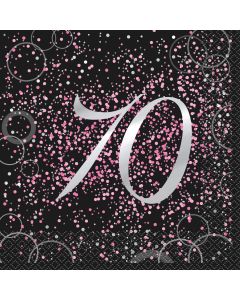16 serviettes anniversaire 70 ans confettis roses