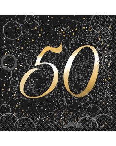 16 serviettes anniversaire 50 ans confettis or