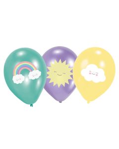 6x Ballon de baudruche Rainbow & Nuage