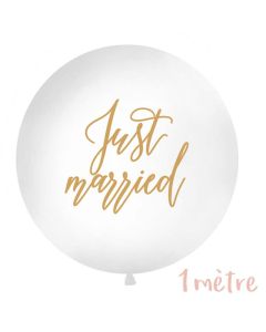 Ballon géant baudruche "Just Married" 1 mètre - Blanc