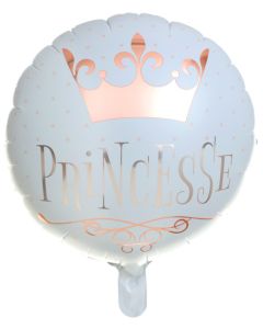 Ballon Princesse couronne alu blanc et rose gold