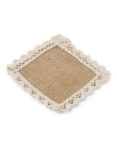 6 napperons jute et dentelle 12x12 cm