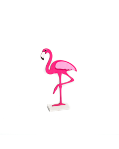 Flamant rose en bois - 17 cm