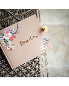 livre d'or kraft et fleurs