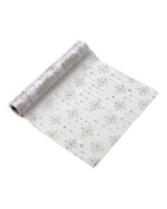 Rouleau organza blanc motifs flocons or - 30cm x 5m