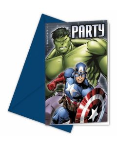 6 invitations et enveloppes Avengers