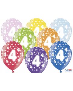 6 ballons multicolores 4eme anniversaire