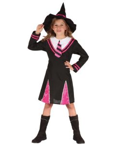 Costume fille sorcière luxe - noir et rose