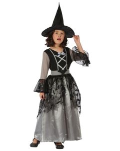 Costume fille sorcière luxe - noir et gris