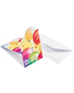 8 Cartes d'invitation ballons colorés