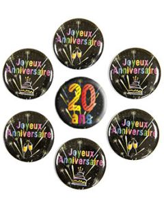 7 badges Anniversaire 20 ans - noir