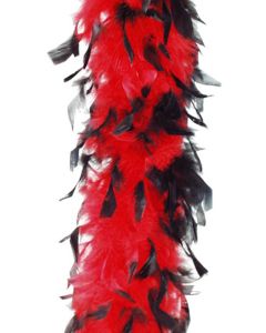 Boa en plumes rouge et noir