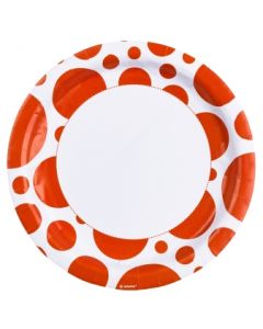 assiettes jetable gros pois orange