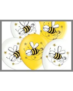 Lot de 6 ballons jaunes et blancs - Abeille