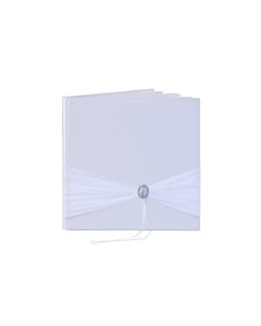 Livre d’or ruban blanc avec perle argentée