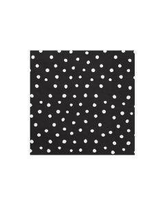 20 serviettes jetables noires à pois blancs