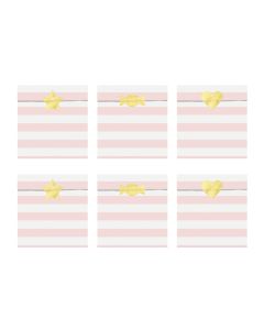 x6 Sachets Anniversaire Rayé rose et blanc avec stickers