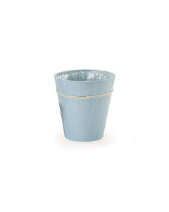 Cache pot bleu tendre thème mer en bois 24 x 25 cm