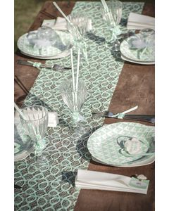 Chemin de table en dentelle mat - menthe