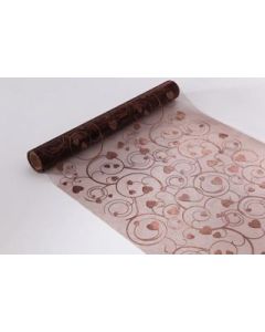 Chemin de table organza - Coeur chocolat