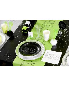 Chemin de table joyeux anniversaire vert anis à prix choc