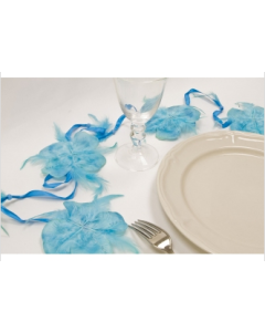 Guirlande de fleurs en plumes - turquoise