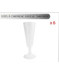 6 Flûtes à champagne transparentes