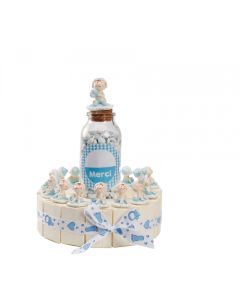 Gâteau bapteme bébé coussin bleu 15 parts