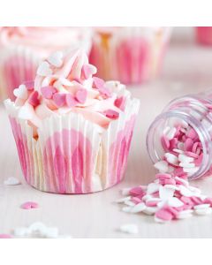 Confettis gâteau coeurs en sucre rose et blanc 80 g - 2