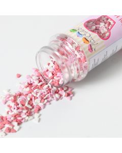 Confettis gâteau coeurs en sucre rose et blanc 60 g - 1