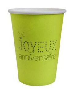 Gobelets Joyeux anniversaire - vert anis - x10
