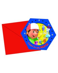 6 invitations avec enveloppes "Handy Manny"