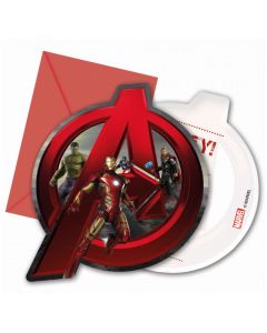 6 invitations et enveloppes Avengers