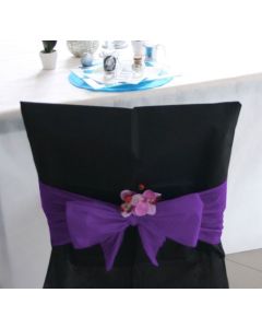 Kit housses de chaises noires et noeuds violets - x10