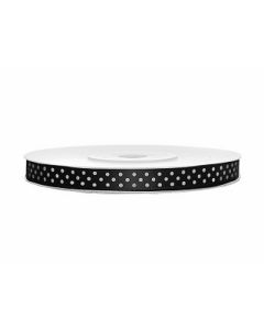 Ruban noir à pois blancs – 6 mm x 25 m