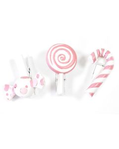 Lot de 6 pinces Candy Bar rose