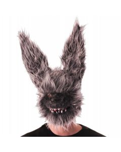 masque lapin effrayant velu - gris