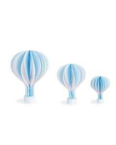 Montgolfière en papier bleu avec socle