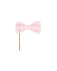 Nœud Papillon photobooth vichy rose et blanc en tissu 17 cm