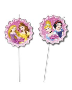 6 pailles avec médaillon – Princesses Disney