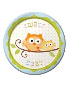 Assiette hibou bleu x8