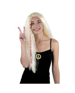 perruque hippie blonde cheveux longs