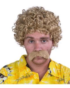 Perruque et moustache LUCIEN - courte frisée - blonde