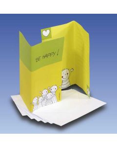 6 cartes d'invitation Be Happy - vert